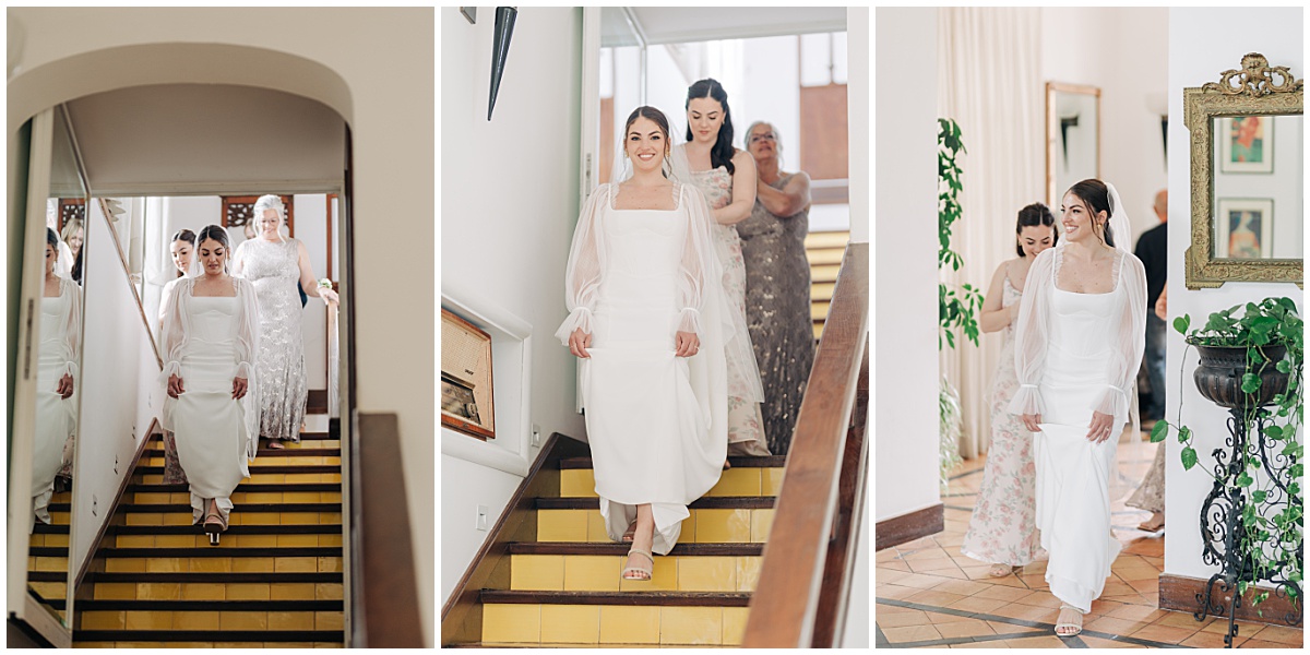 bride walking down steps