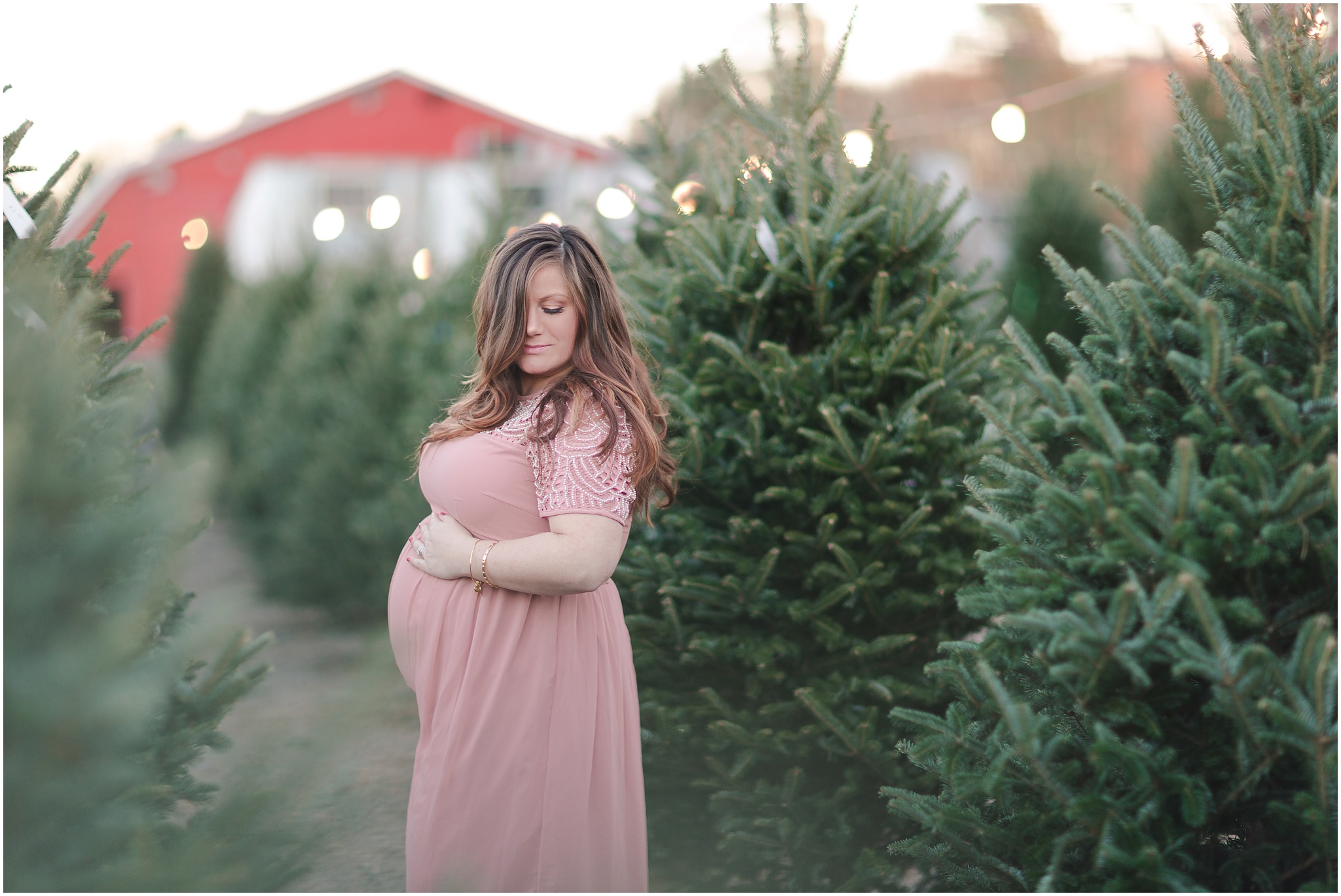 Winter Maternity Session at Christmas Tree Lot. Luke & Ashley Photography