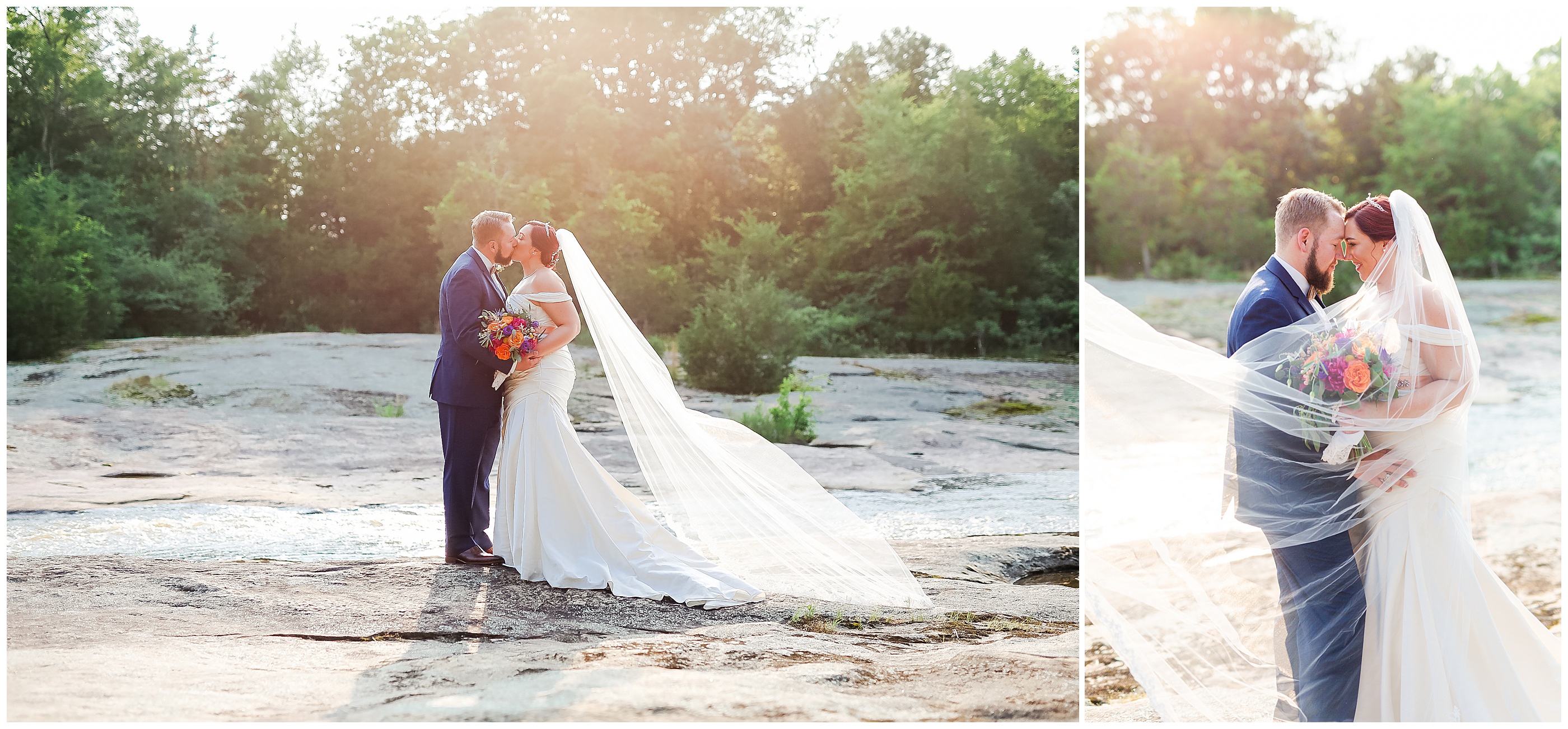 Bride and Groom at the Mill at Fine Creek in Virginia. Luke and Ashley Photography 