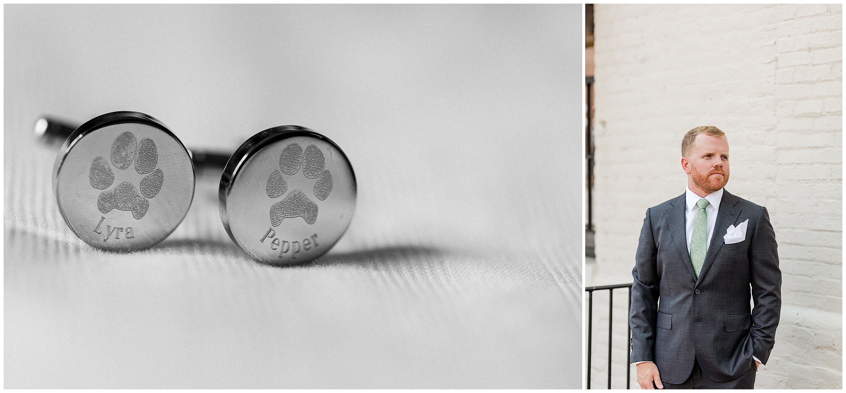 Paw print cufflinks for groom gift Luke and Ashley Photography