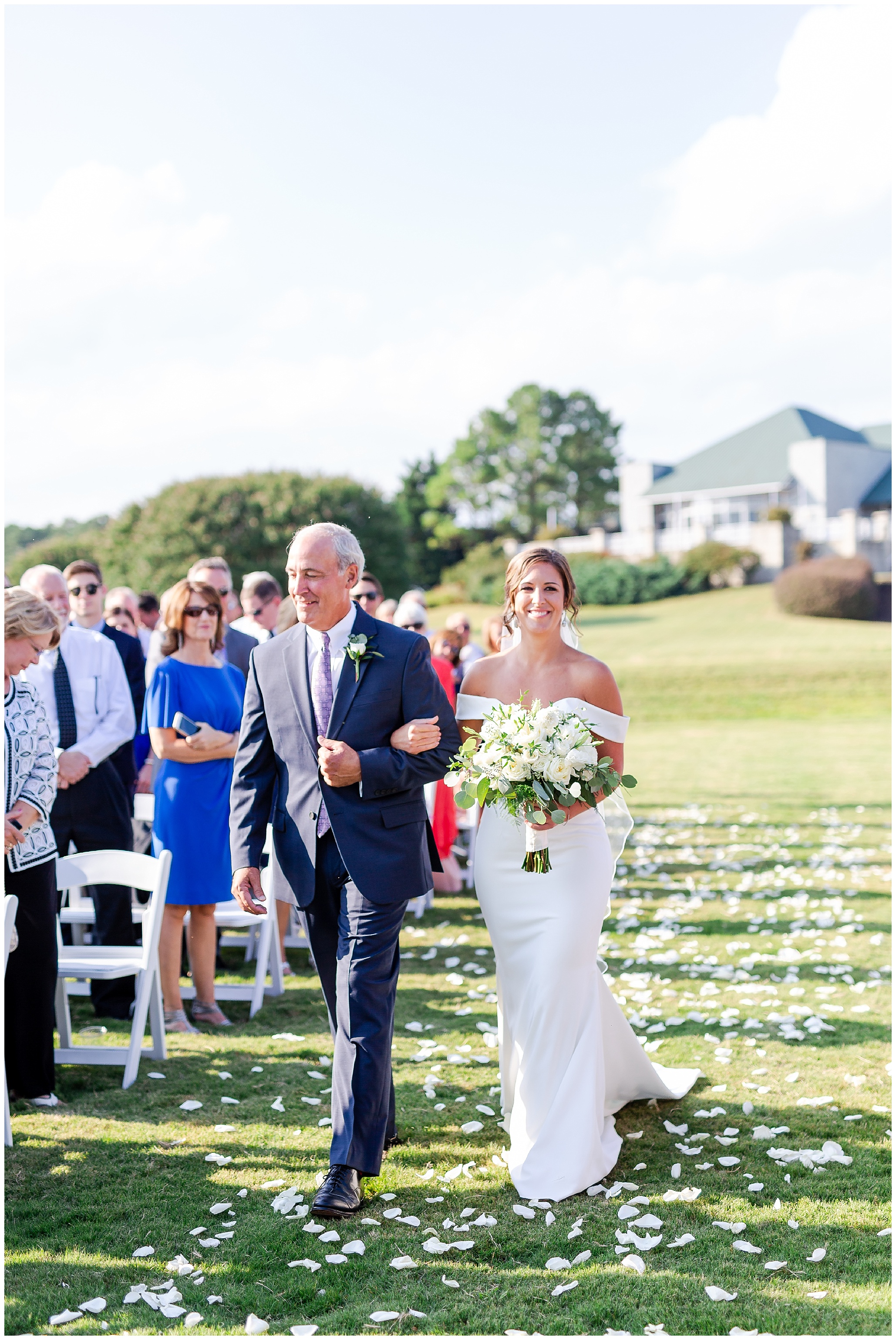 Father and Daughter walking down the aisle at Kingsmill Resort Luke and Ashley Photography 