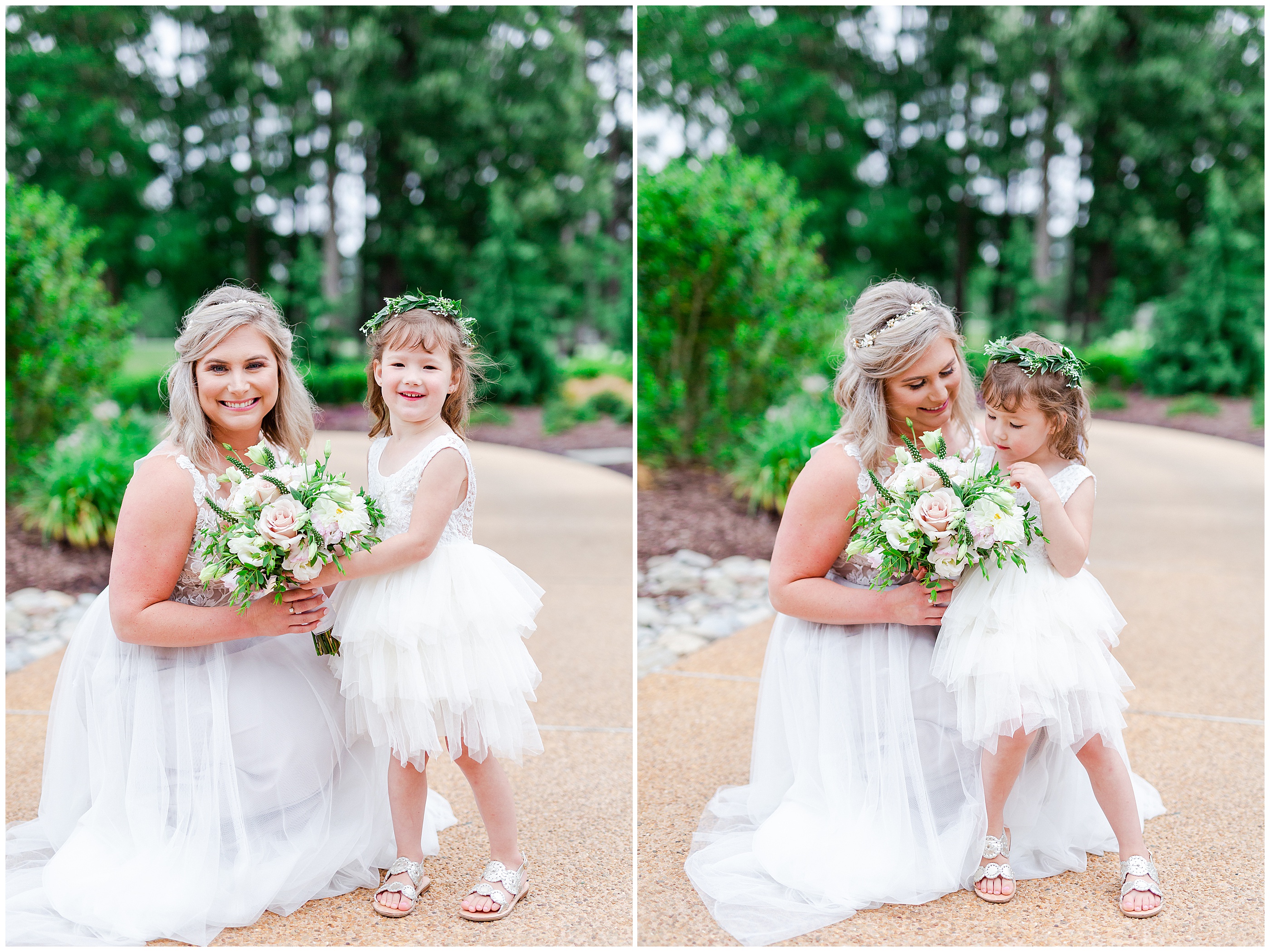 Bride with flower girl photos Luke and Ashley Photography 