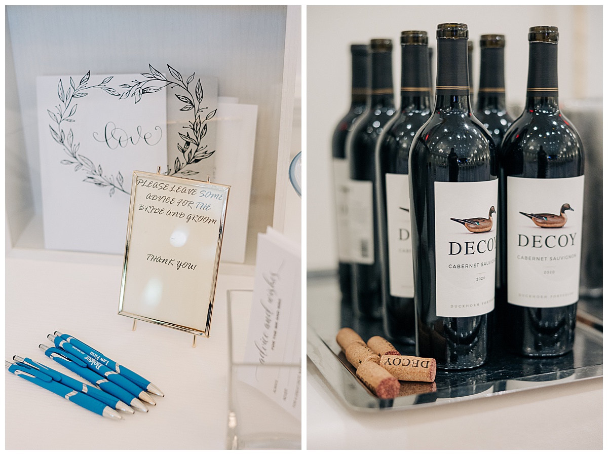 Guest book and wine bottles by Luke and Ashley Photography